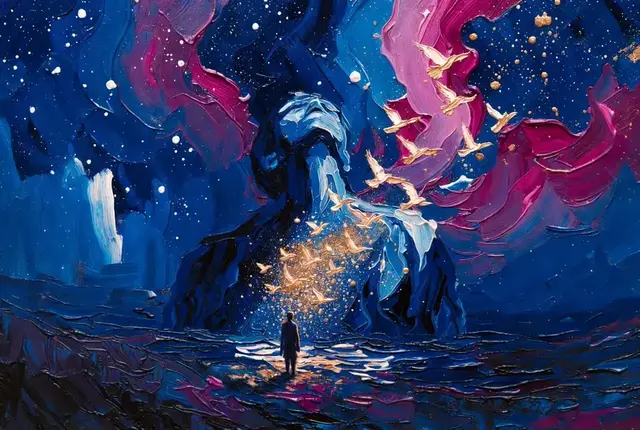 Pintura abstrata sobre encontro interior