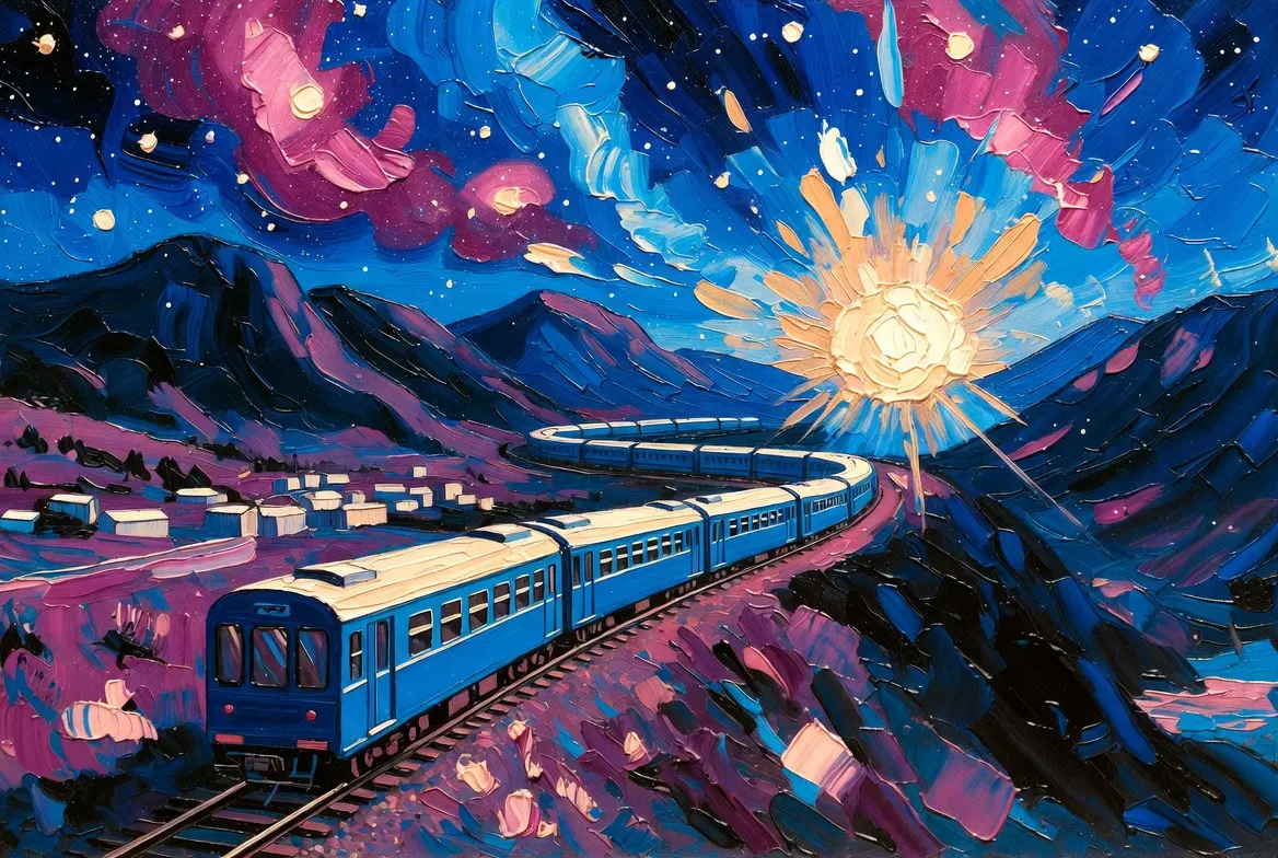 Um instante da sequência visual de Trem Azul no telão