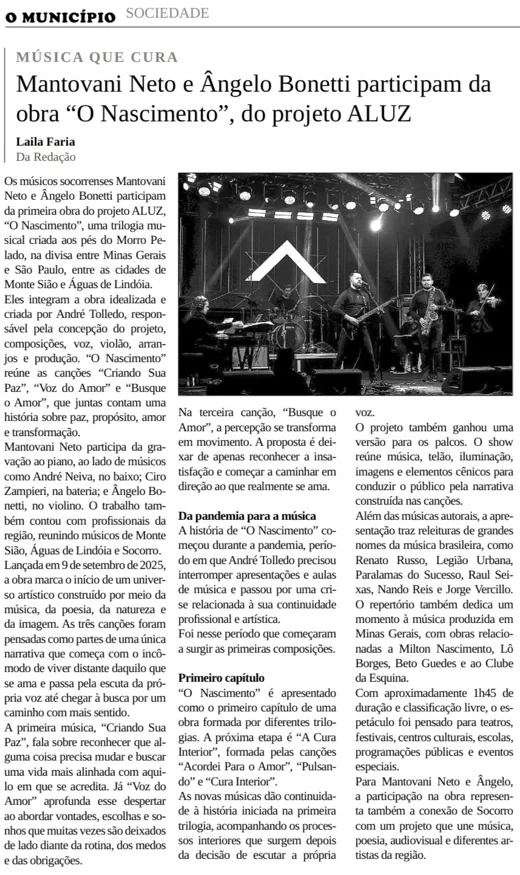 ALUZ: projeto musical mineiro une música, arte e audiovisual na obra “O Nascimento”.